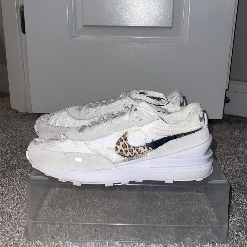 Nike White and Leopard Print Sneakers